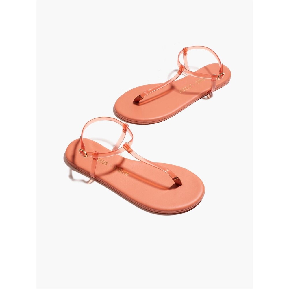 TKEES x J Crew Collab NWT Jelly Sandals Size 7 Limited-Edition in Coral w/DustBa
